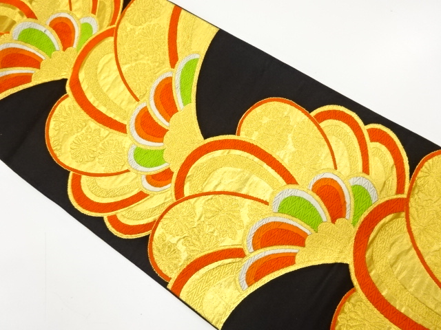 JAPANESE KIMONO / ANTIQUE FUKURO OBI / SILK / WOVEN KIKU